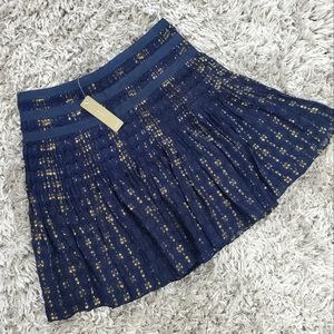 J.Crew Navy/Gold Speckled Flowy Skirt Size 0 NWT